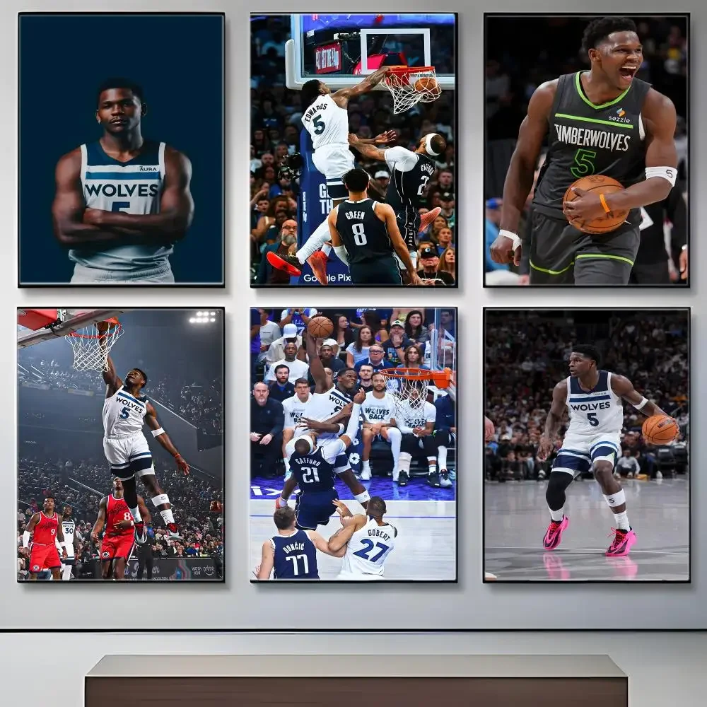 Basketball Star A-Anthony E-Edwards Poster Iconic Poster Wall Art Print Poster Decorative Mural Home Decor Gift Unframed