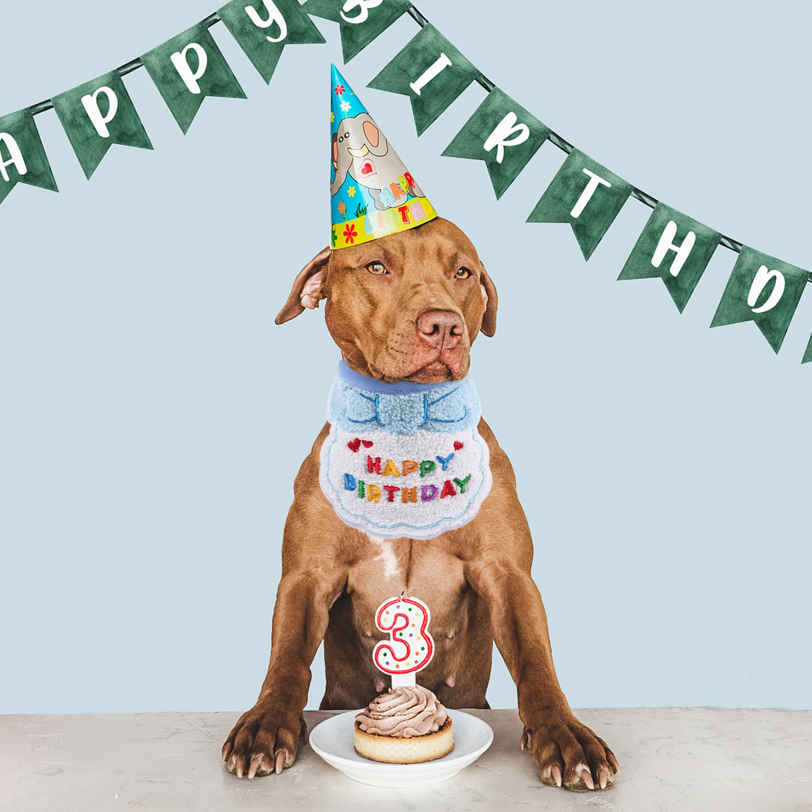 

Pet Birthday Bib Decorative Washable Lovely Reusable Supplies Cotton Wear resistant Patterns Dog Accessories Dry Saliva Absorb