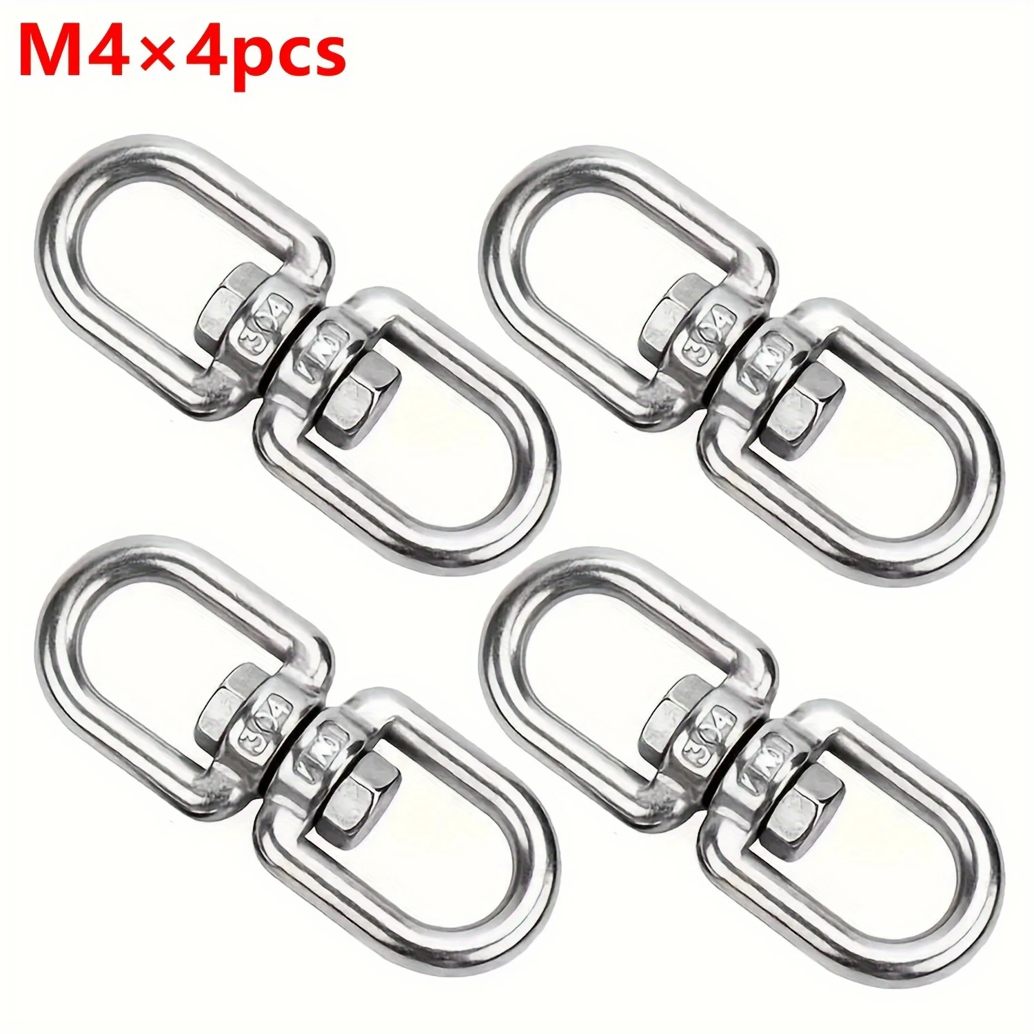 4pcs 304 Stainless Steel 8-Shaped Rotating Connection Ring Universal Rotating Ring Chain Connection Swivel Eye Hook Chain Buckle
