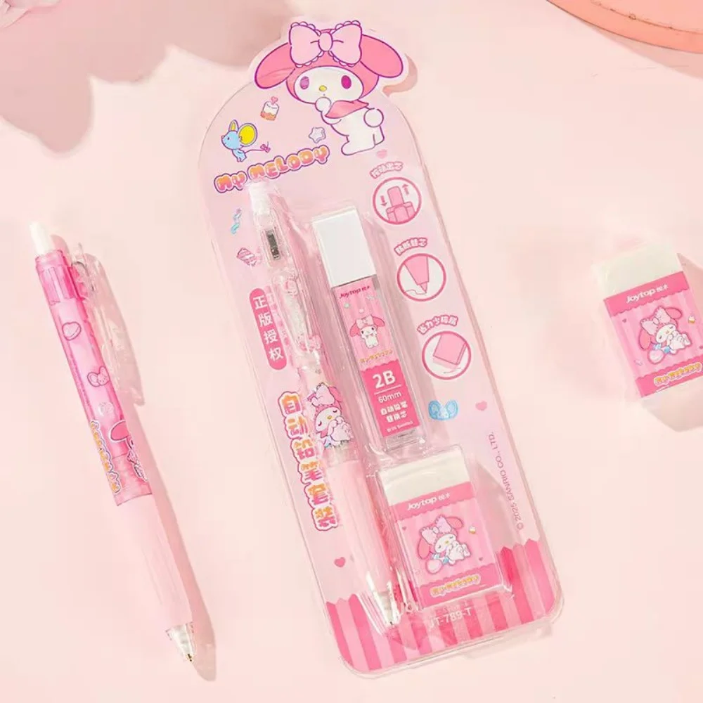 Kawaii Genuine Sanrio Automatic Pencils Set Hello Kitty Kuromi Melody Writing Stationery For Study Office Notes Daily School Use view 3