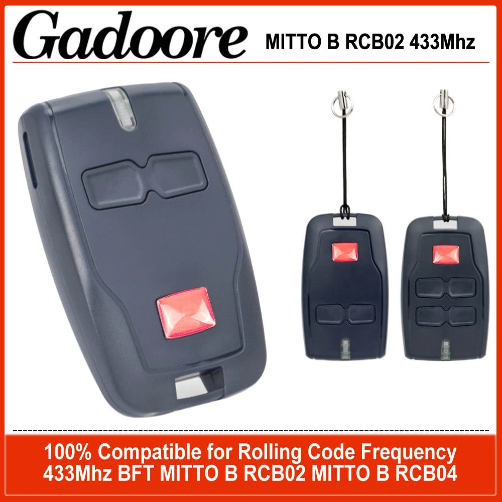 Gadoore Mitto B RCB02 BFT 433Mhz Controle remoto para porta de garagem compatível com frequência 433Mhz BFT Mitto 2 B RCB02 RCB04 Controle de garagem