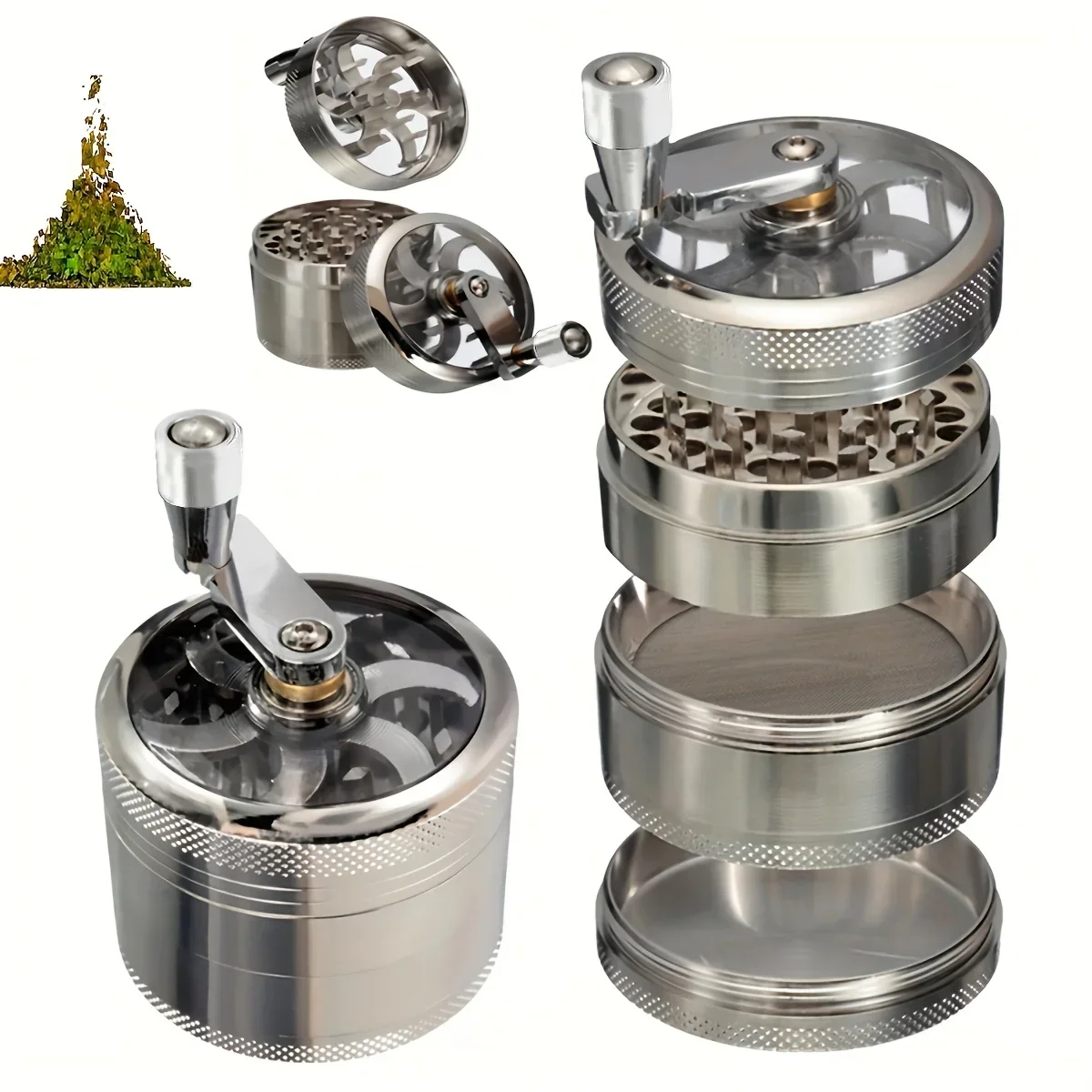 40mm Zina Alloy Handle-Type Herb Grinder Spice Mills 4-layers Durable Kibbler Smoking Accessories for Smoker Holiday Gifts