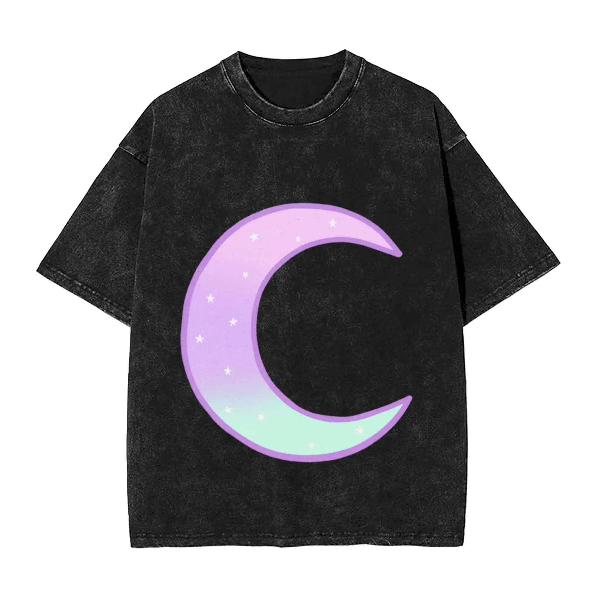 Pastel Moon Unique Cool A Washed T Shirt Men's Women's Oversized Cotton Tees Tops
