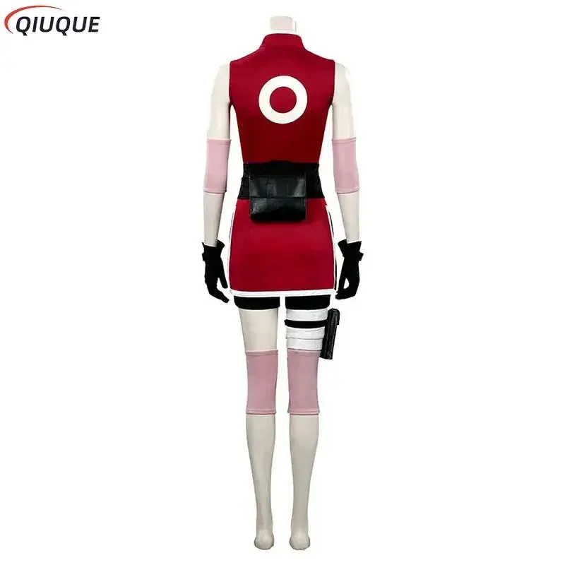 Haruno Sakura Cosplay Costume Wig Women Girls Skirt Outfit Ninja Anime Halloween Carnival Outfits