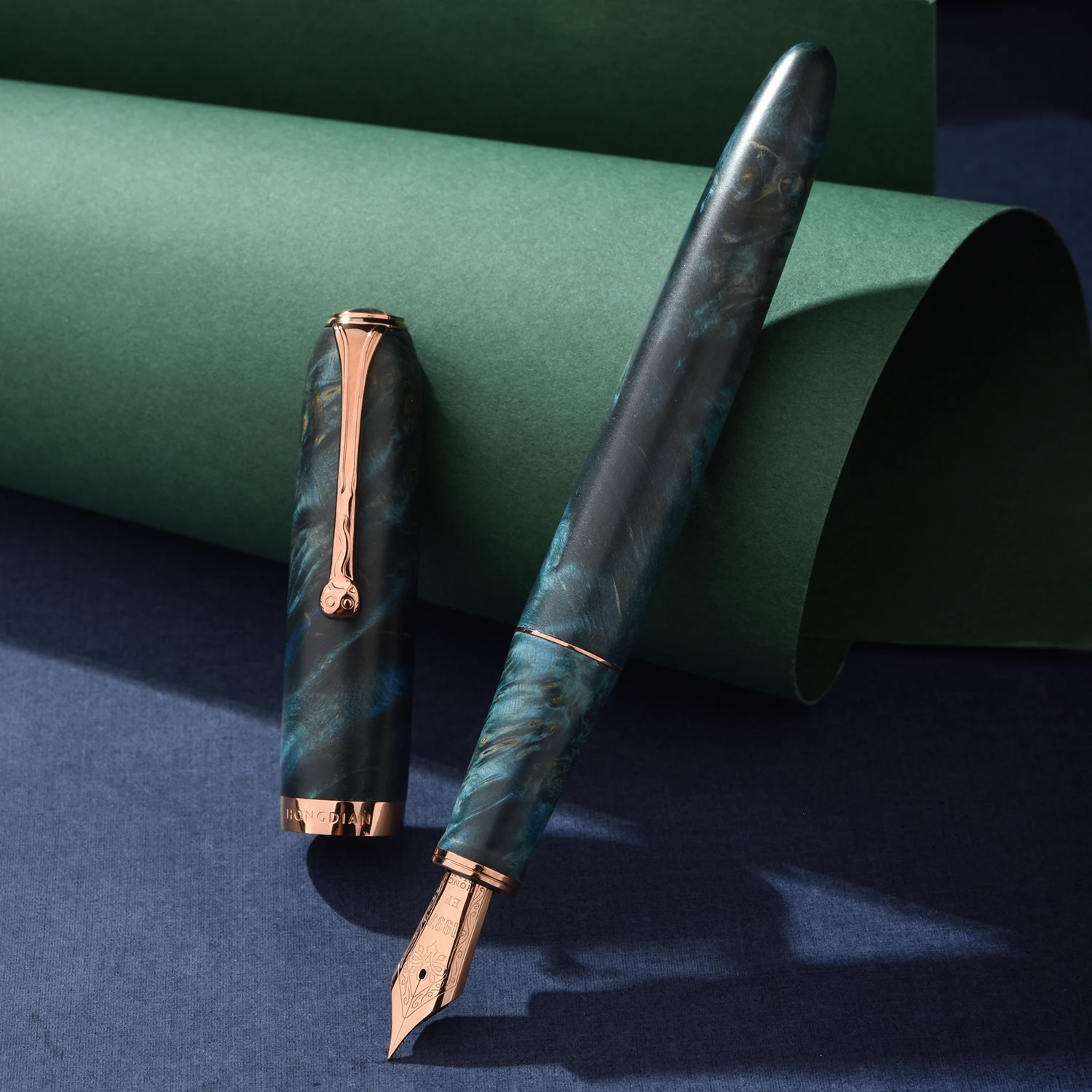 Hongdian A10 Stabilized Wood Fountain Pen EF/F Nib Handcraft Writing Pen with Converter