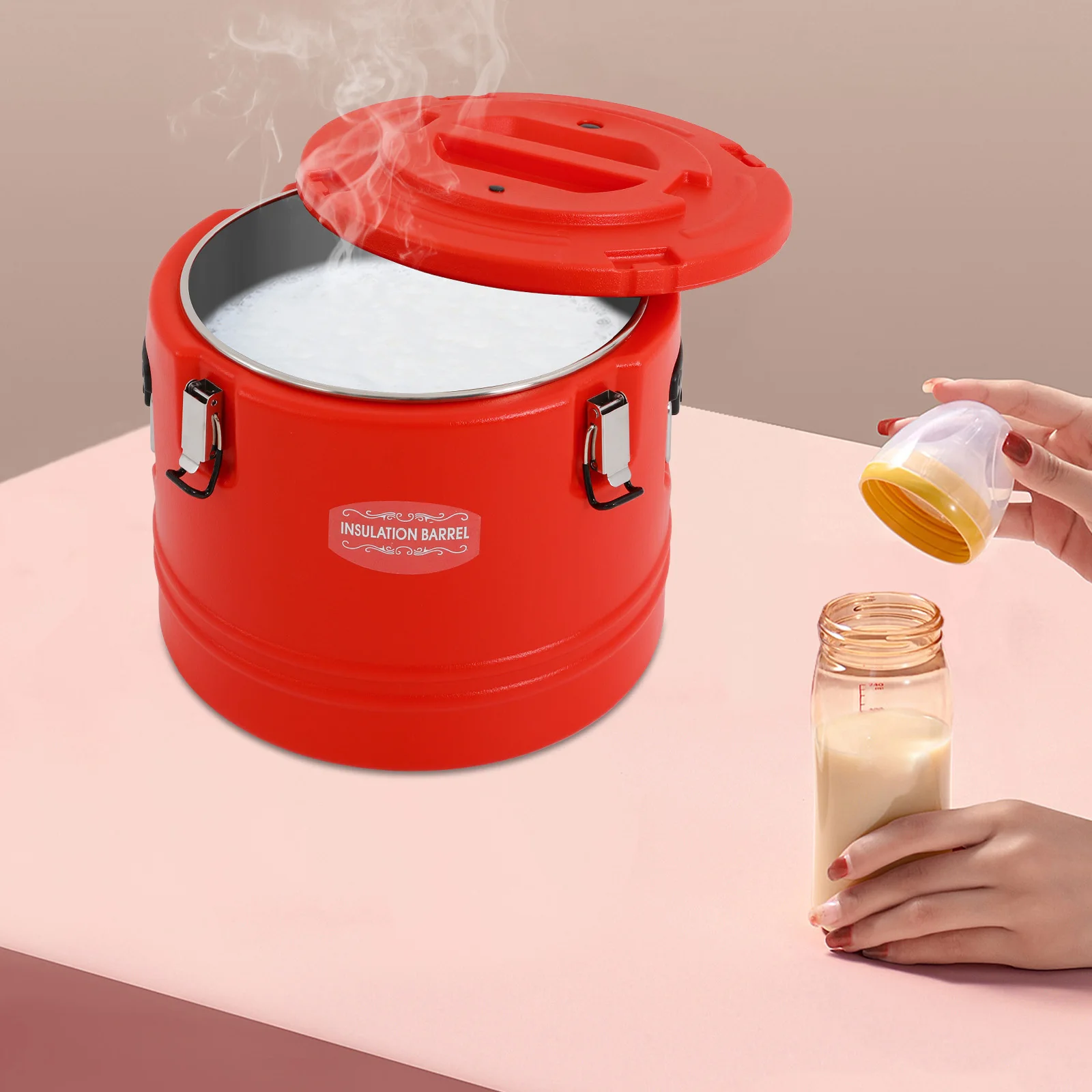 

Круглое изолированное ведро 30 л, красный изолированный контейнер для супа, коммерческое изолированное ведро для супа, чая, сока, молока, соевого молока