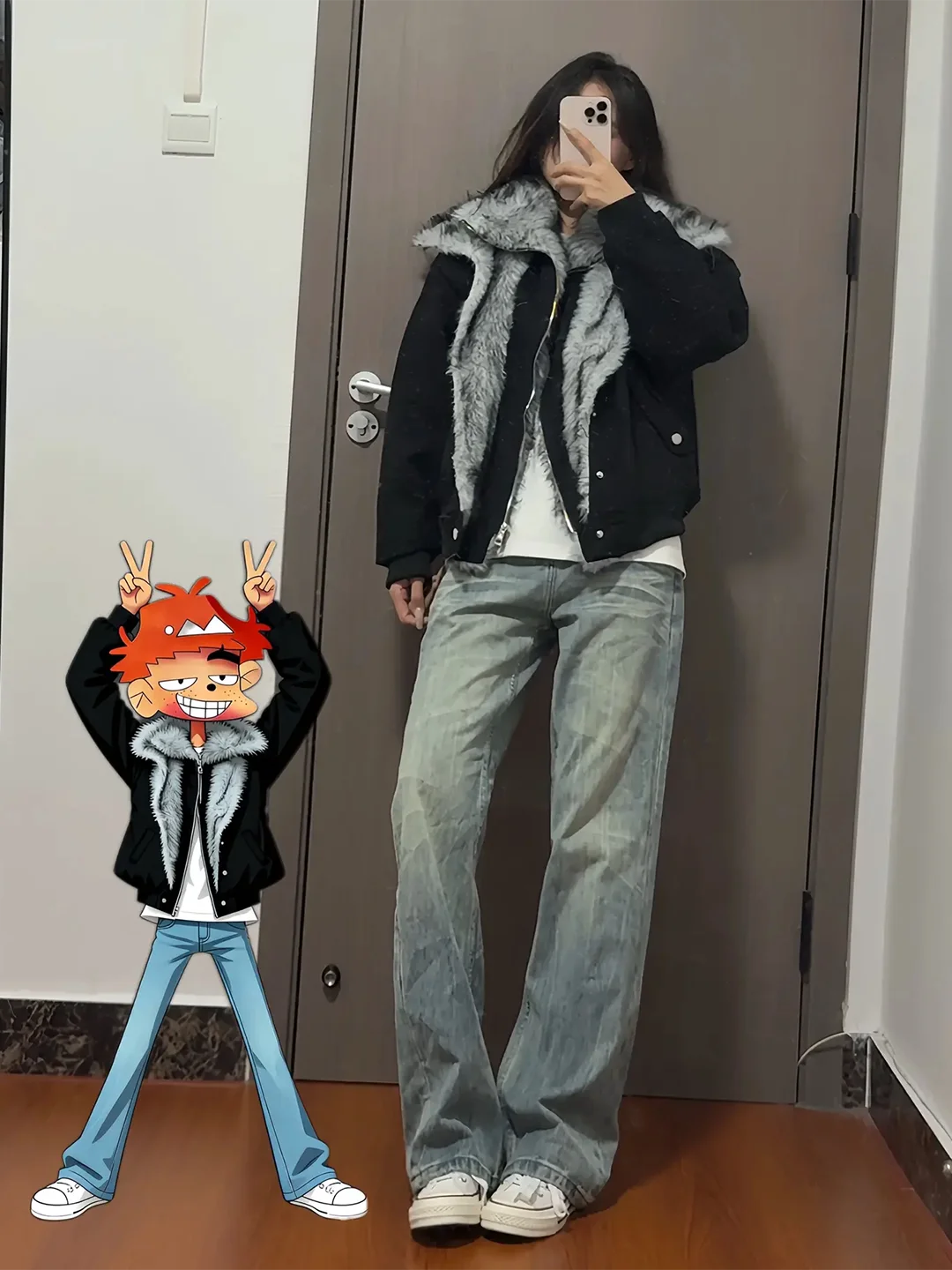 

Утепленная зимняя куртка унисекс Bla Double Layer из хлопка с интегрированным кожаным и меховым покрытием, приталенного кроя, удлиненная