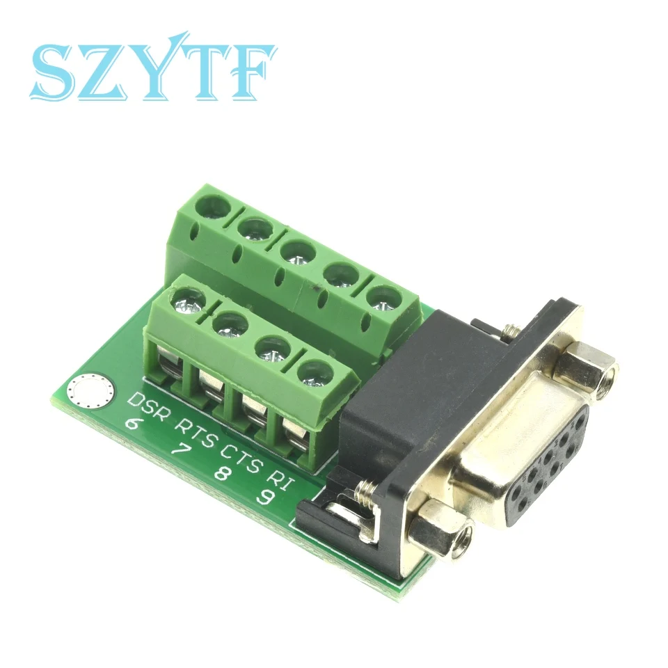 D-Sub 9pin Solderless Connectors DB9 RS232 Serial to Terminal Female Male Adapter Connector Breakout Board