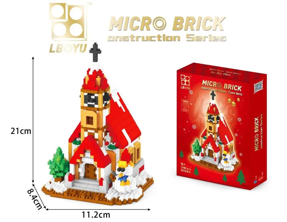 698pcs+ Christmas Santa Claus Building Blocks Snowman Figure Church Tree Deer Mini Bricks Toys for Children Christmas Gift