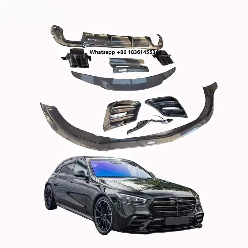 

For S-Class W223 22+ Upgrade B-Style Car Parts Front Lip Carbon Fiber High Quality Body Kit Suitable