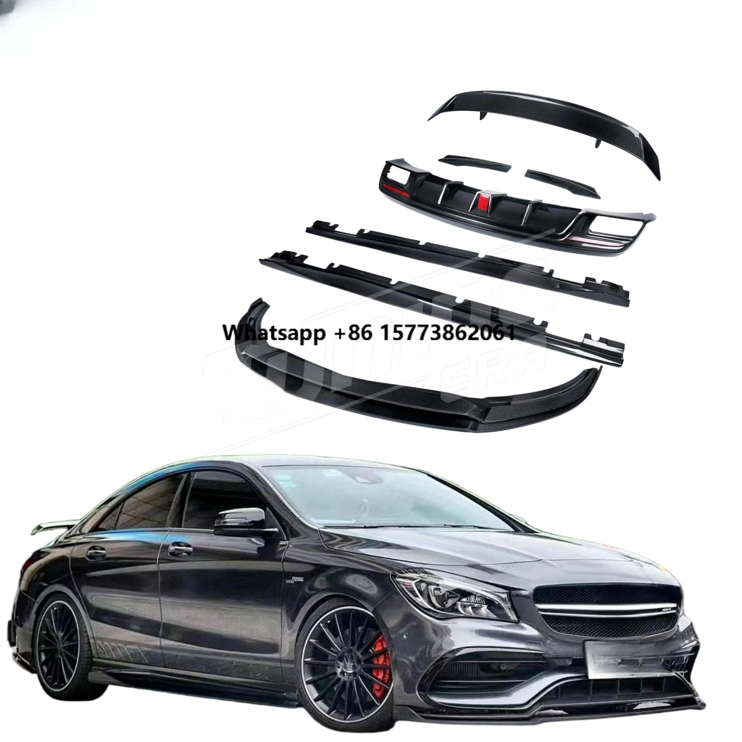PT Style Carbon Fiber Body Kit for  CLA C117 W117 CLA220/250/260/45 2016-2018 Front Lip Rear Diffuser Spoiler
