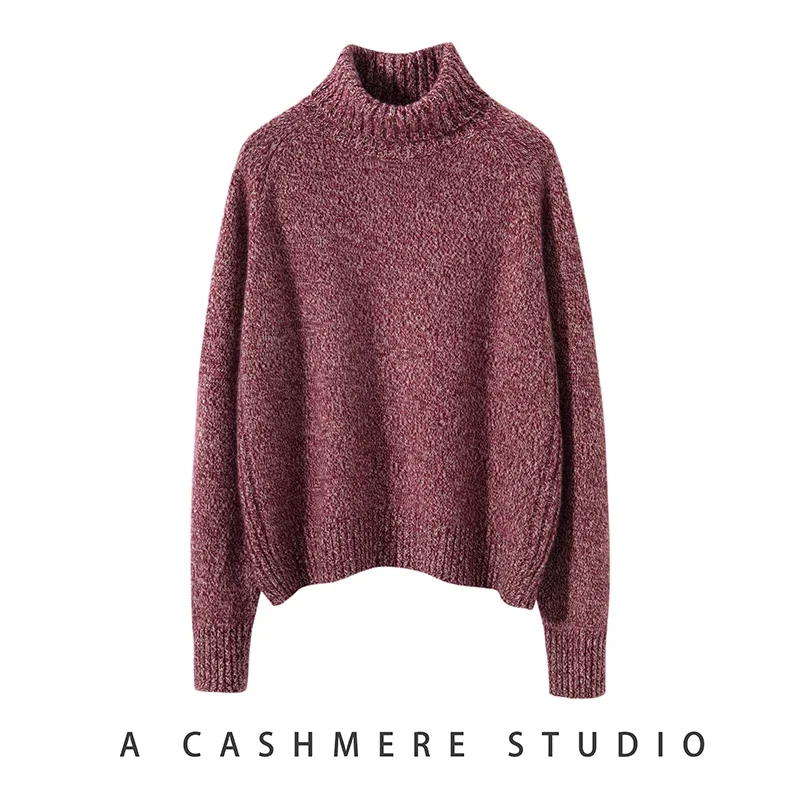 2023 Hot Sale Autumn Winter New 100% Pure Cashmere Sweater Turtleneck Women\'s Thicken Warm Female Loose Large Size Knit Jumper