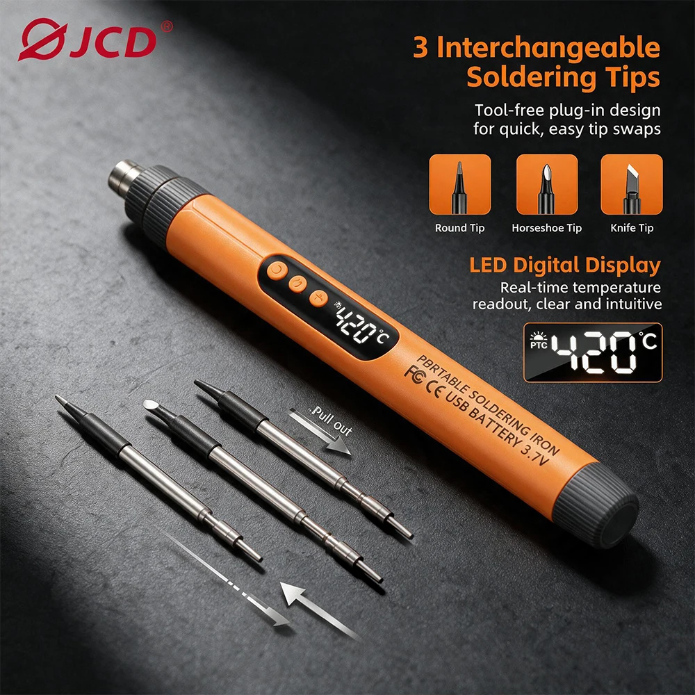 5V 8W Electric Soldering Iron USB with Digital Display Type-C Interface 300-420℃ Adjust Intelligent Soldering Iron Set DIY Tools