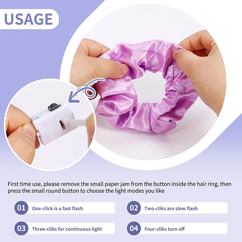 12-100 قطعة تضيء Scrunchies LED Scrunchies للفتيات توهج في الظلام Scrunchies الزفاف حفلة عيد ميلاد إكسسوارات الشعر