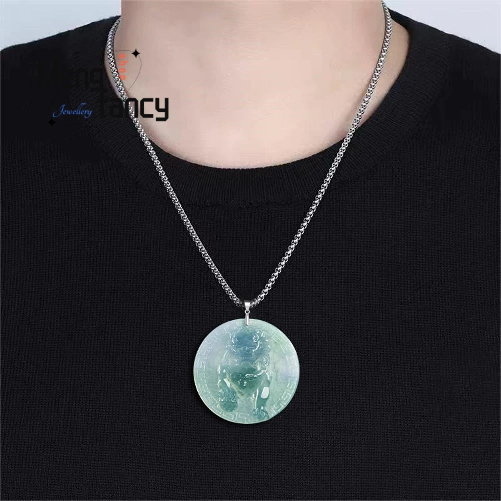 Natural A-grade Jadeite Blue Water Qilin Pendant Ice-type Jade Exquisite Fashion Jewelry Couple High-grade Luxury Holiday Gifts