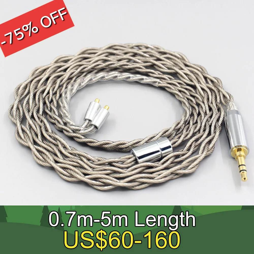 

99% Pure Silver + Graphene Silver Plated Shield Earphone Cable For Dunu T5 Titan 3 T3 (Increase Length MMCX) 4 cores LN007935