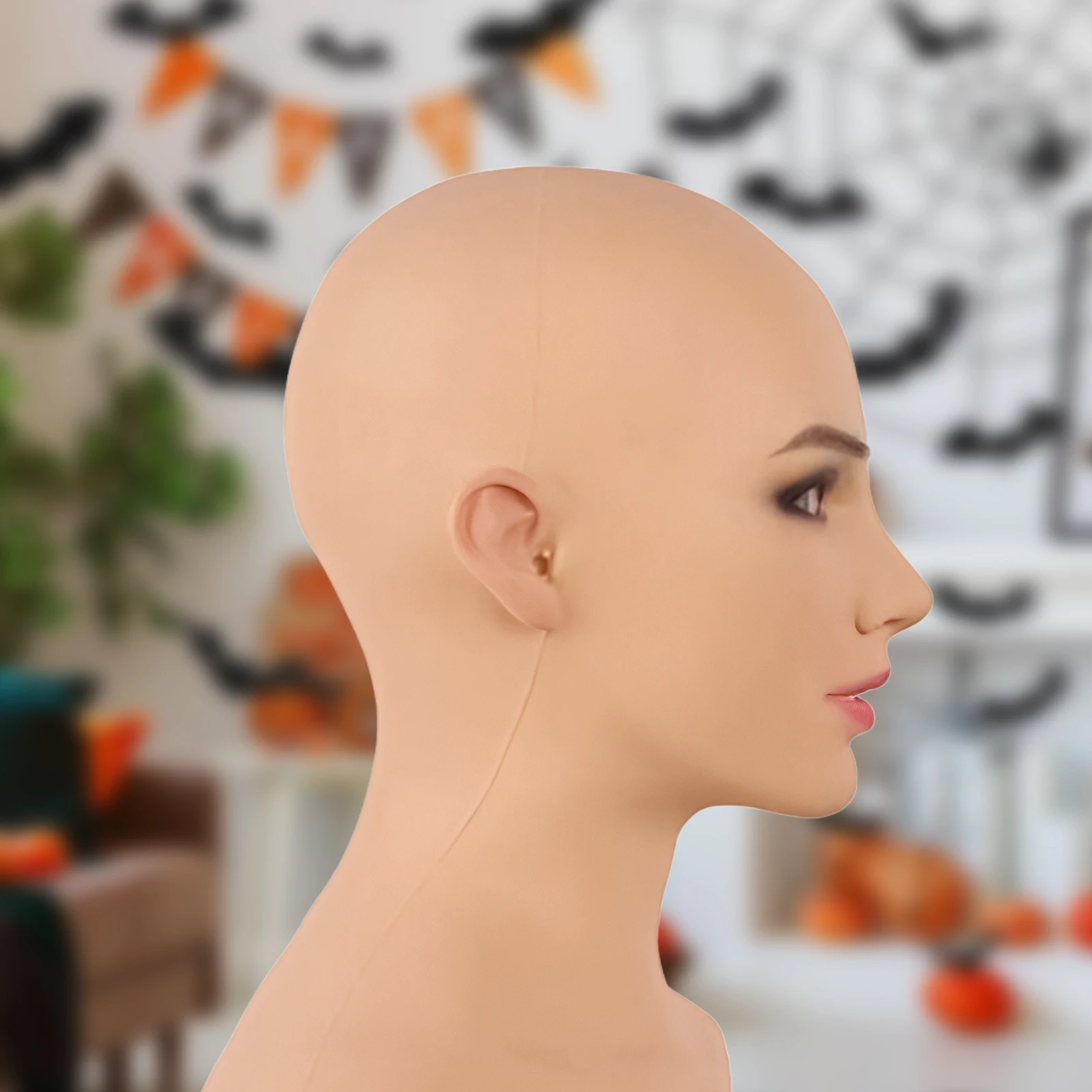 Masque de Costume d'Halloween, Couvre-tête en Latex Effet Chauve, Accessoire Amusant pour Adultes, Fête, Cosplay, Spectacle Scénique, Équipement Durable