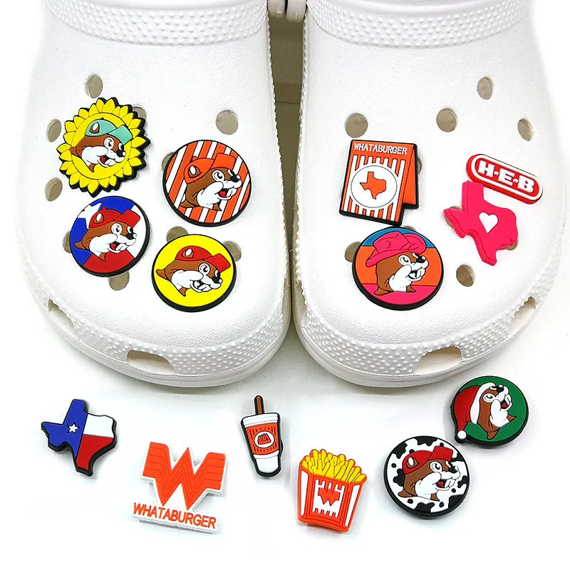 26Pcs Texas French Fries Shoe Charms For Bubble Slides Clogs Sandals,PVC Shoe Decorations Accessories Buckle For Birthday Gifts