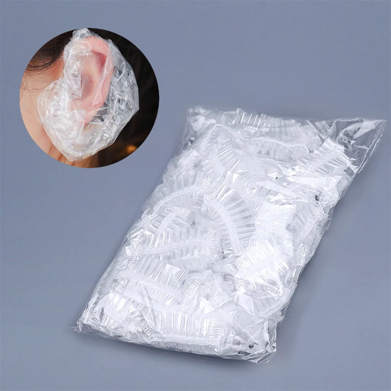 100Pcs Hair Dye Earmuff Waterproof Disposable Ear Cover Baking Oil Antifouling Wash Hair Bathing Barber Hairdressing Accessories