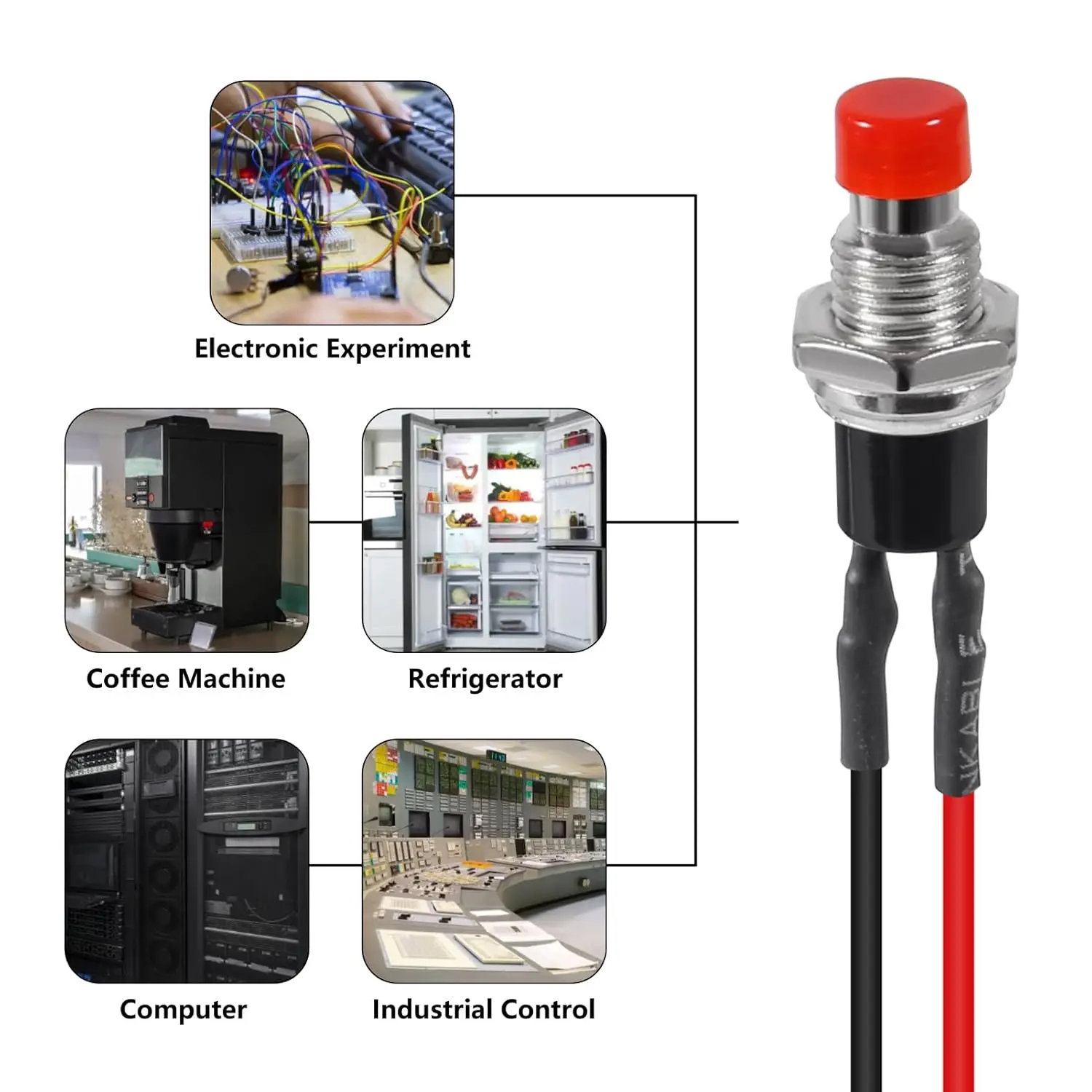 6Pcs 7mm Momentary Mini Push Button Switch SPST NO Normally Open 2 Pin Round Button Contact Switch 1A 250V AC for Model Railway