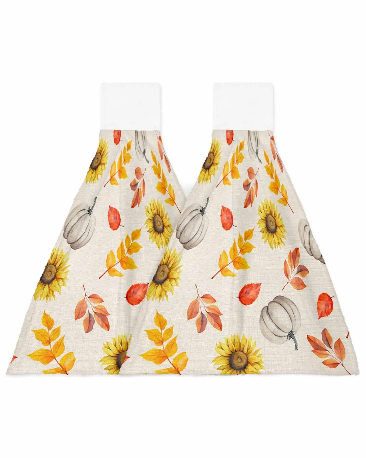 Autumn Sunflower Pumpkin Country Style Hand Towel Soft Absorbent Cloth Dishcloths Hanging Cloth Kitchen Bathroom Accessories