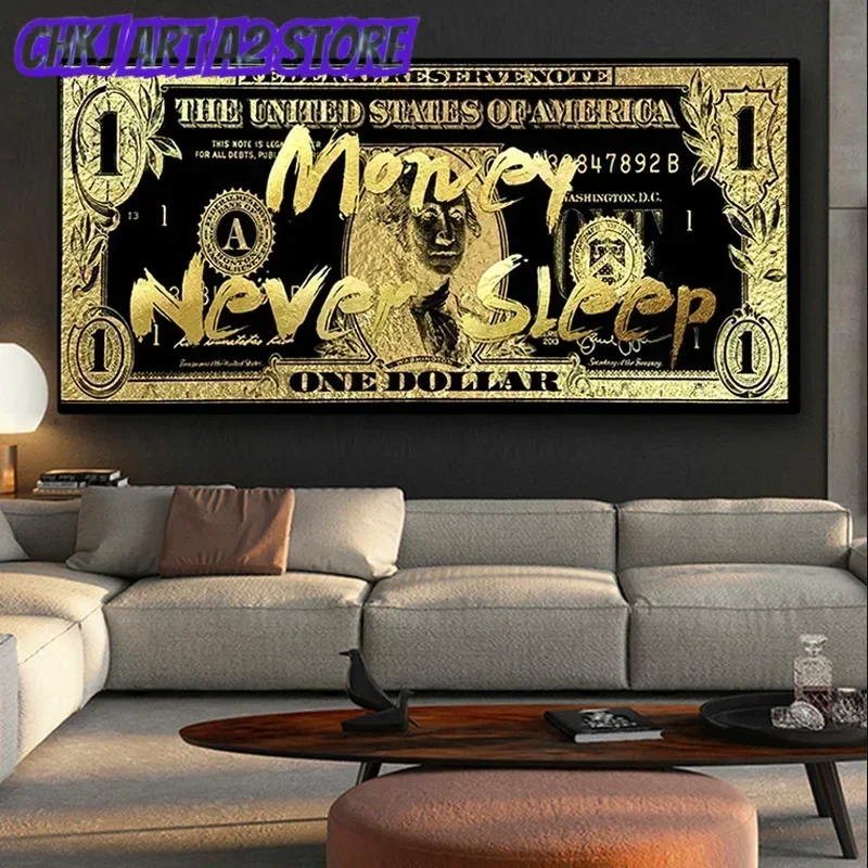 Dollar Bill Cash Money Canvas Paintings Inspirational Posters and Prints Luxury Wall Art Pictures Living Room Home Decor Cuadros