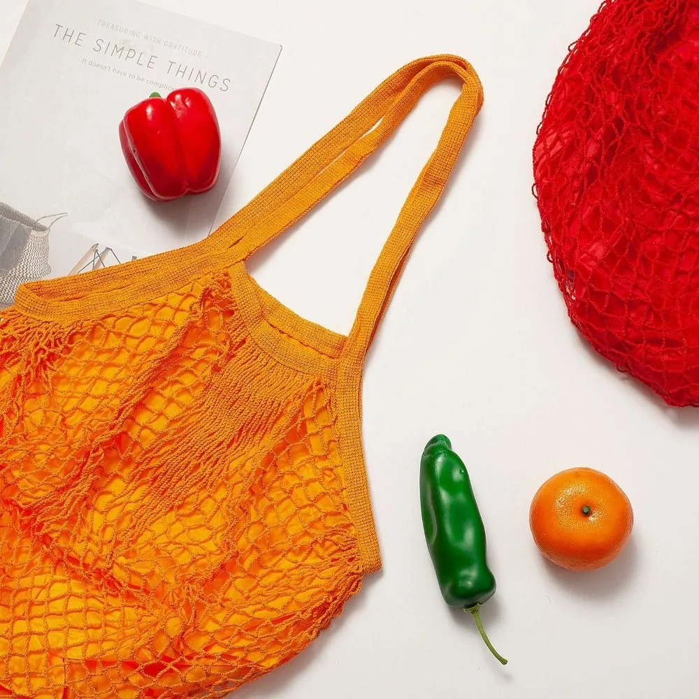 Shoulder Bag Rainbow Mesh Shopping Bag Vegetable Fruit Foldable Shopping Bag Net Tote Shopping Bag Reusable Grocery Bag