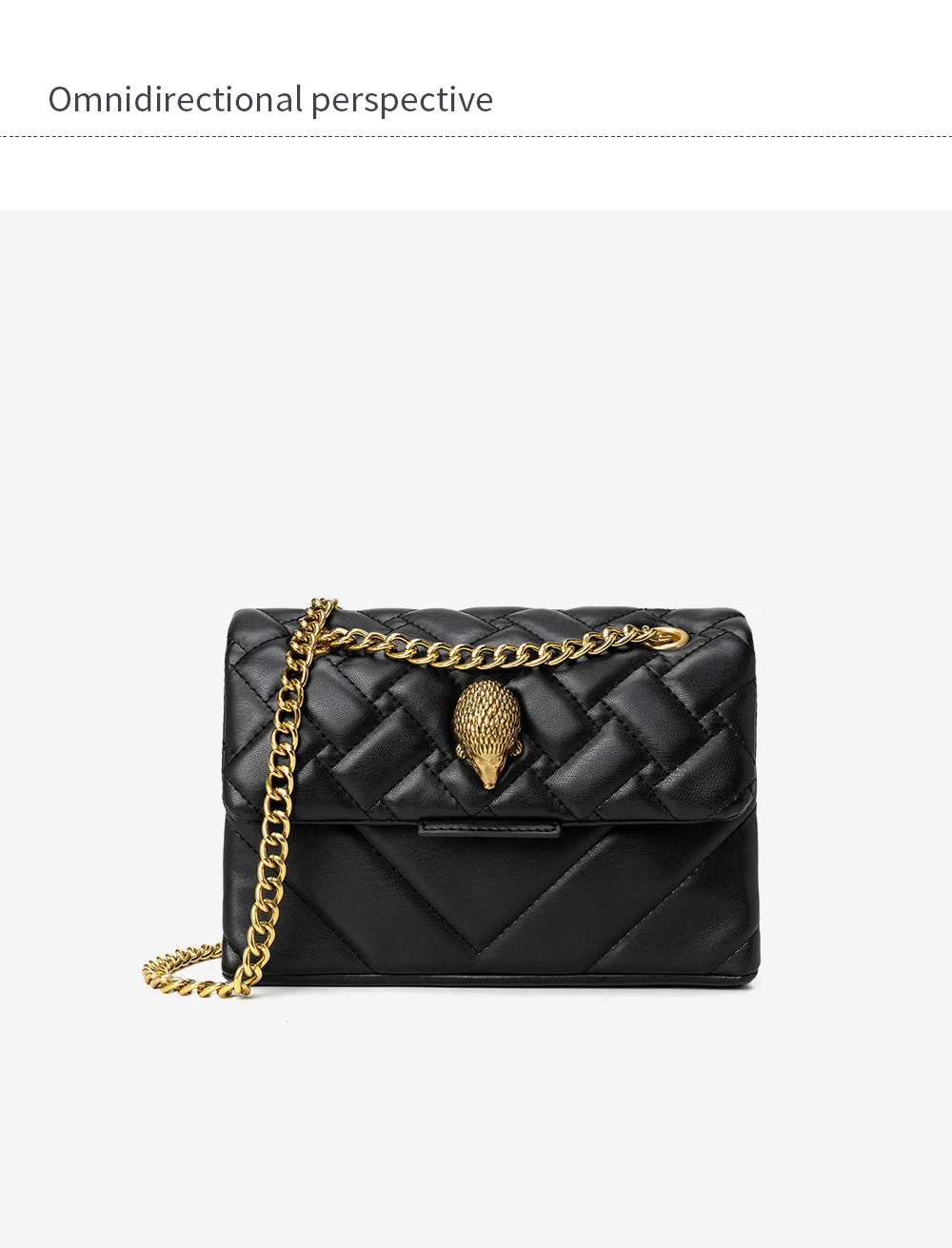2026 neue modische Ketten-Igel-Umhängetasche für Damen, kleine Tasche, Umschlagtasche, Schultertasche, Crossbody-Tasche – Detail 12