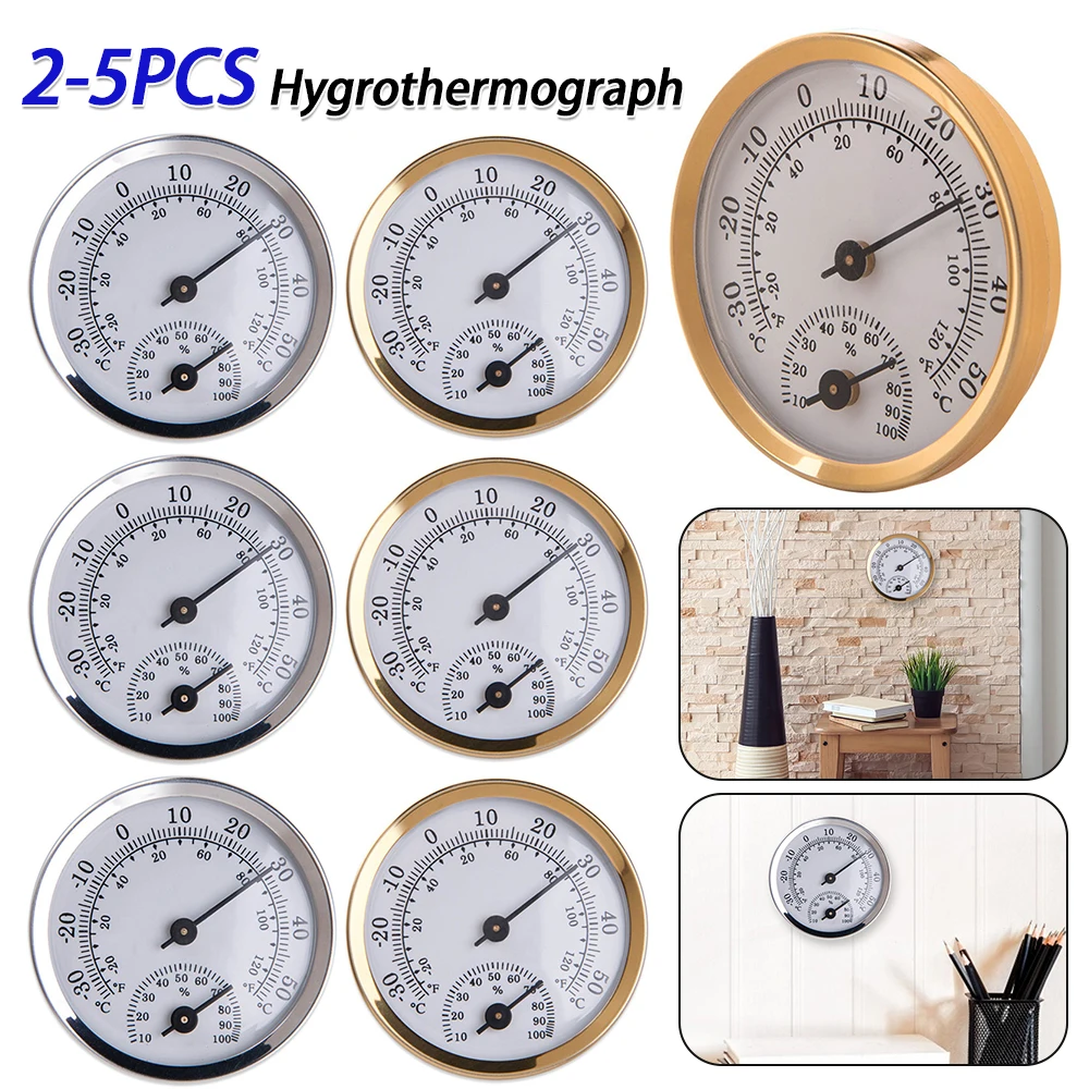 2-5PCS Wall-Mounted Mechanical Thermometer Hygrometer Dial Temperature Humidity Meter Indoor Household Temperature Sensor