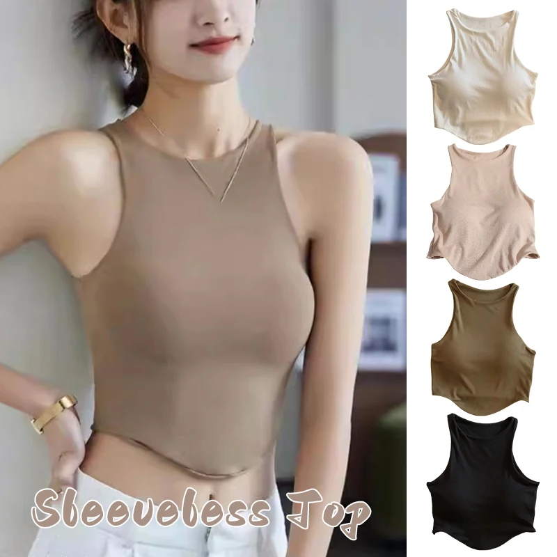 Women U‑Back Padded Sports Bra Built‑in Cups Summer Breathable Yoga Tank Top for Running Gym Fitness Workout Athletic Activewear