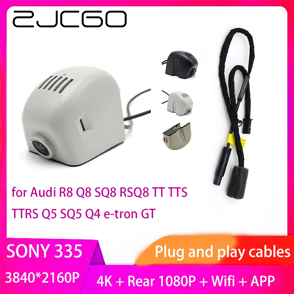 ZJCGO Plug and Play Car DVR Dash Cam UHD 4K 2160P Video Recorder for Audi R8 Q8 SQ8 RSQ8 TT TTS TTRS Q5 SQ5 Q4 e-tron GT