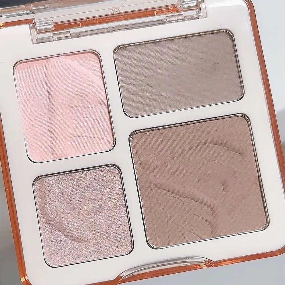 Tavolozza per toelettatura stereoscopica a 4 colori, opaca, naturale, per il contorno del viso, ombreggiatura, bagliore duraturo, illumina i cosmetici, vassoio completo