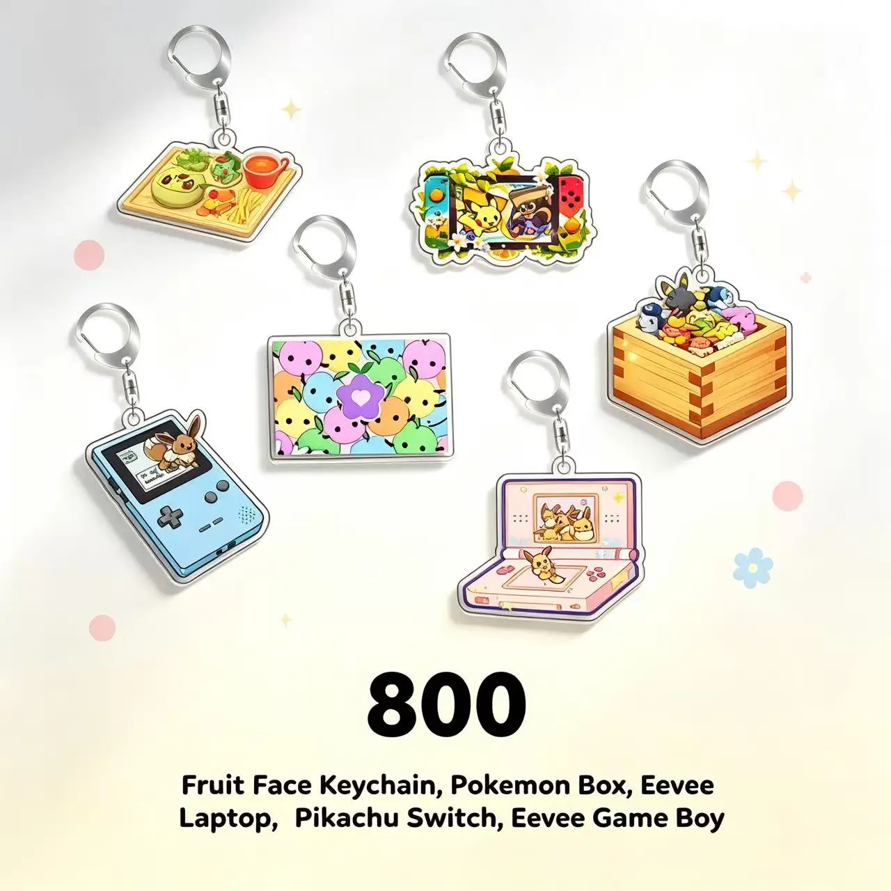 For Pokemon Elf Fruit Face Keychain Pokemon Box Eevee Laptop Pikachu Switch Eevee Cartoon Anime Keychain Pendant Toy Gift 5cm