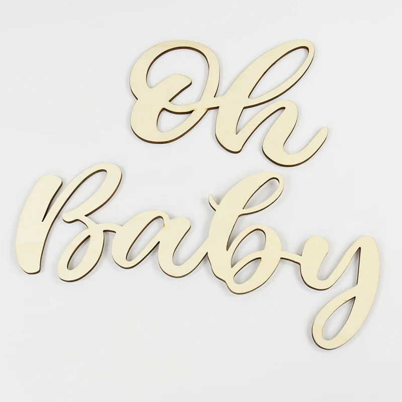 Oh Baby Sign Wooden Wall Stickers Kids First One 1st Birthday Party Baby Shower Decorations Boy Girl Gender Reveal Baptism Decor