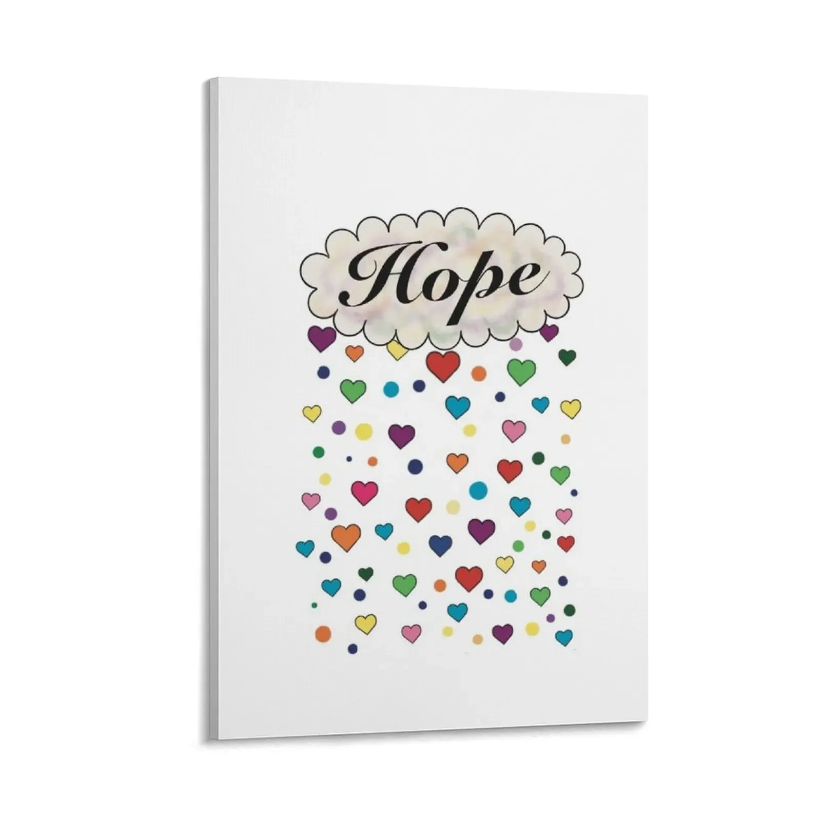 

Hope; A promise for tomorrow being a brighter day. With rainbow hearts and spots; Canvas Painting ornaments for home