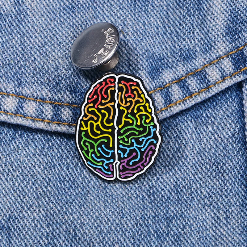 Colorful brain organ badges, personalized brain-shaped alloy pins, accessories for clothing and bags, gifts for friends