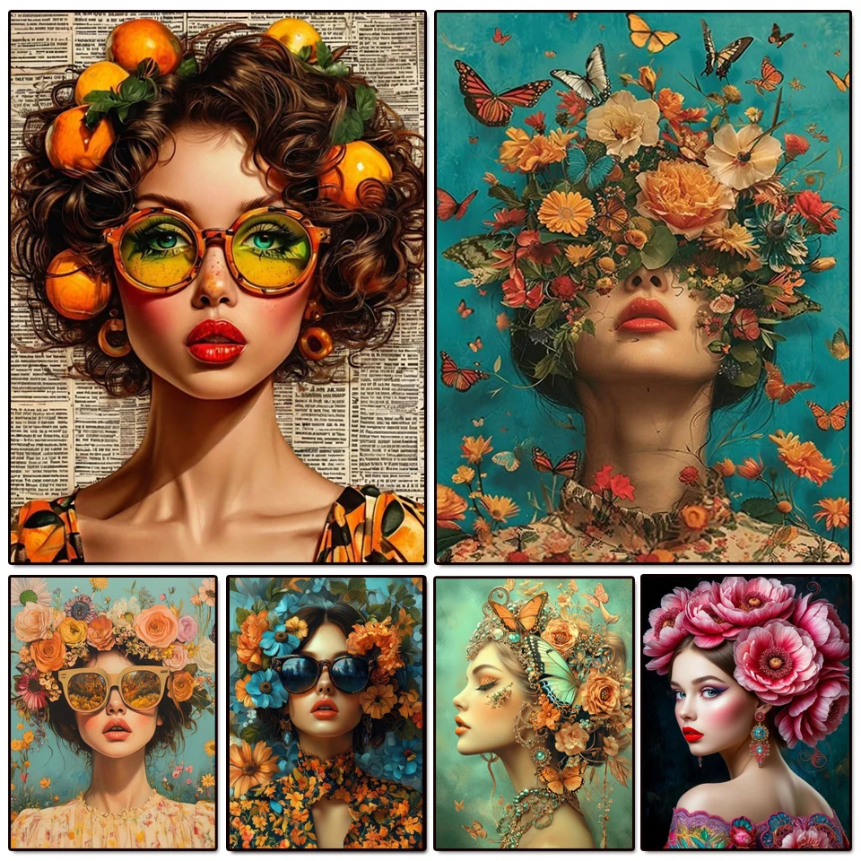 

Новый 5D DIY набор для алмазной вышивки: Женщины, Цветы, Бабочки. Полный круглый алмазный мозаичный комплект для вышивки стразами. Декор для дома.