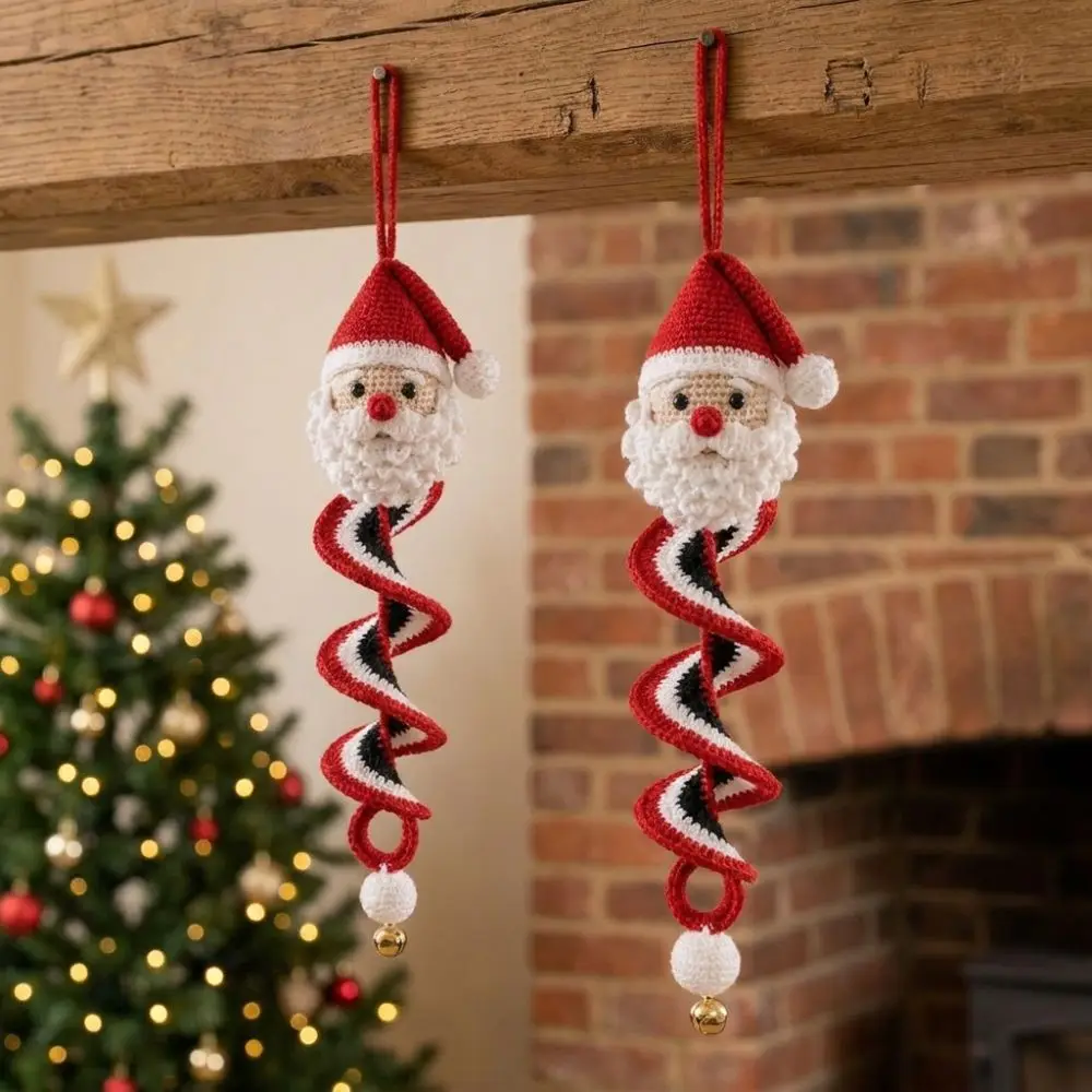 Spiral‑Shape Christmas Crochet Ornament Set Soft‑Yarn Halloween Pumpkin Snowman Spiral Crochet DIY Kit Beginner Friendly