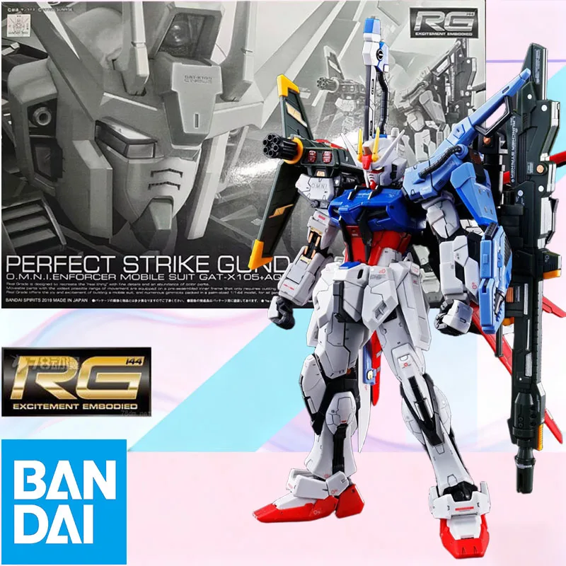 

Low price In Stock BANDAI Original Box RG 1/144 PERFECT STRIKE GUNDAM Action Figure Model Toy Gift for Kids Foam Box Packaging
