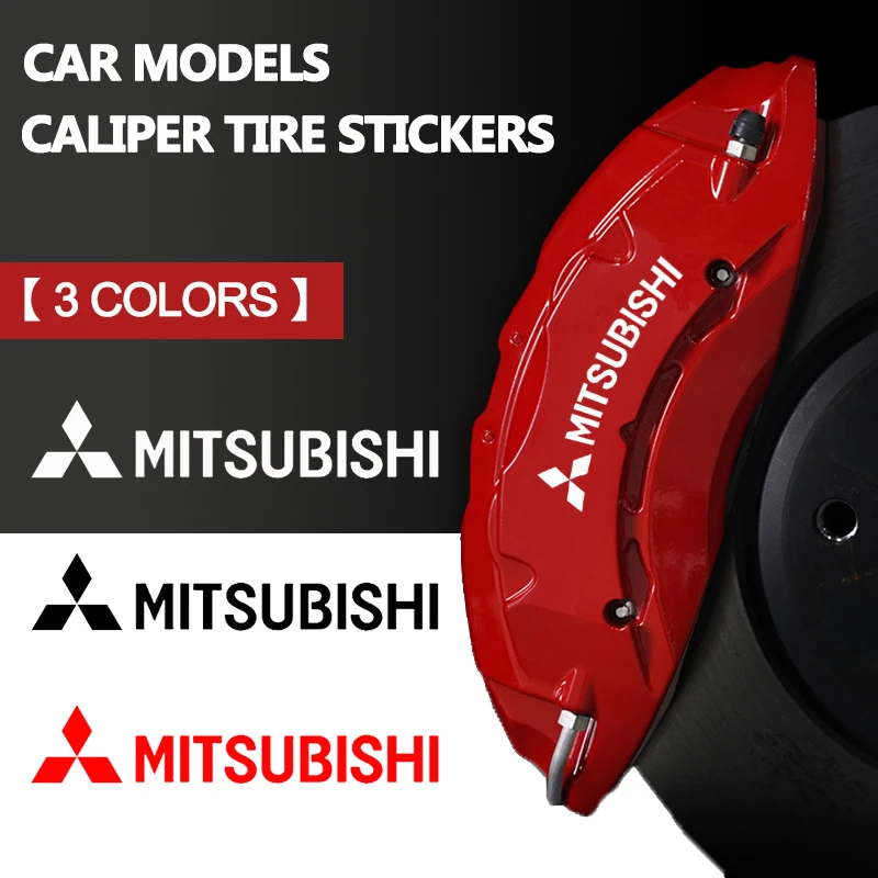 6pcs Car Wheel Caliper Stickers Vinyl Brake Decal for Mitsubishi Lancer Mirage OTO ASX L300 Montero L200 Outlander Delica Pajero