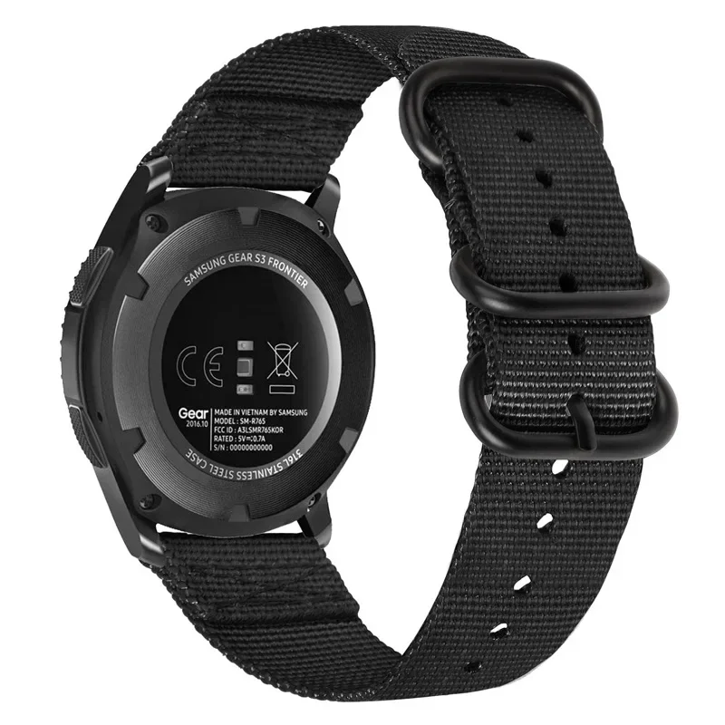 22mm Nylon Canvas Strap for Huawei Watch 3/4/GT4-2-3 Pro Sport Breathable Bracelet for Amazfit GTR4 Samsung Watch 3/Gear S3 Band