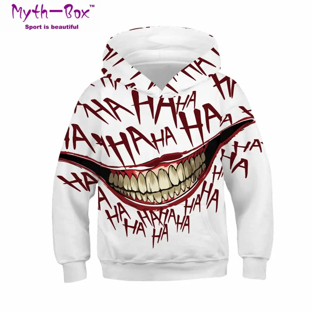 Autumn Winter Children's Hoodies Joker Mouth 3D Printed Tops Kids Junior Child Loose Coat 5-14y Teens Boy&Girl's Hooded Sweaters