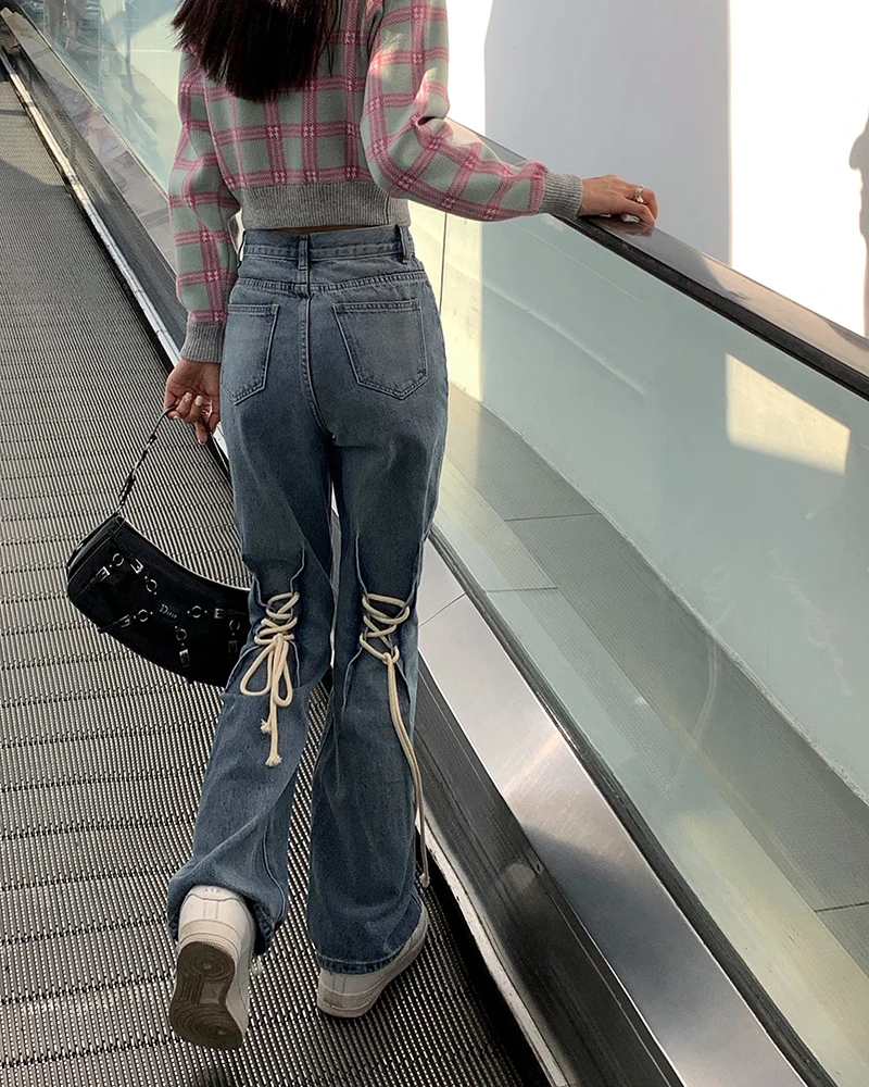 

High Waist Straight Leg Jeans for plus Size Women Spring Autumn Vintage Loose Fit Slimming High Risen Belted Large Size Women...