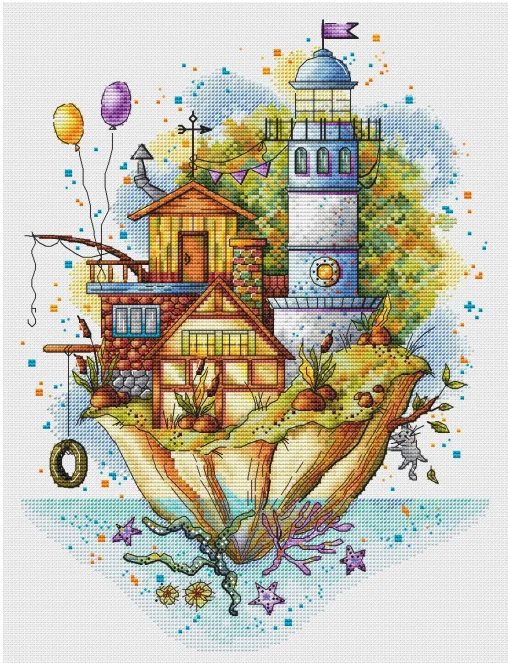 

Cross Stitch Kit for Home Decoration, Craft Cross Stitch, Painting Decorations, Floating Island, 3-33-41