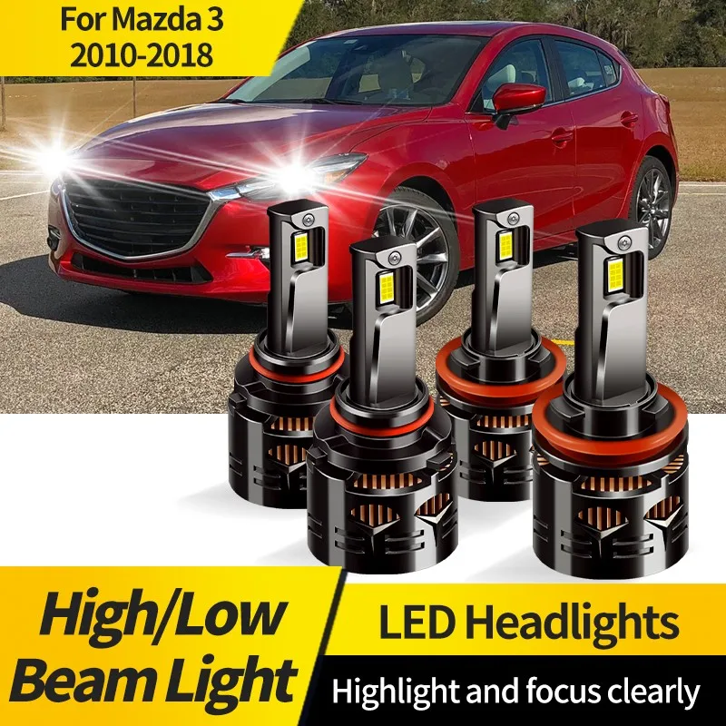 

2PCS 30000LM Canbus 9005 LED Headlight HB3 High Low Beam H11 Front Lamp For Mazda 3 2010-2018 6000K White Led Lights for Car