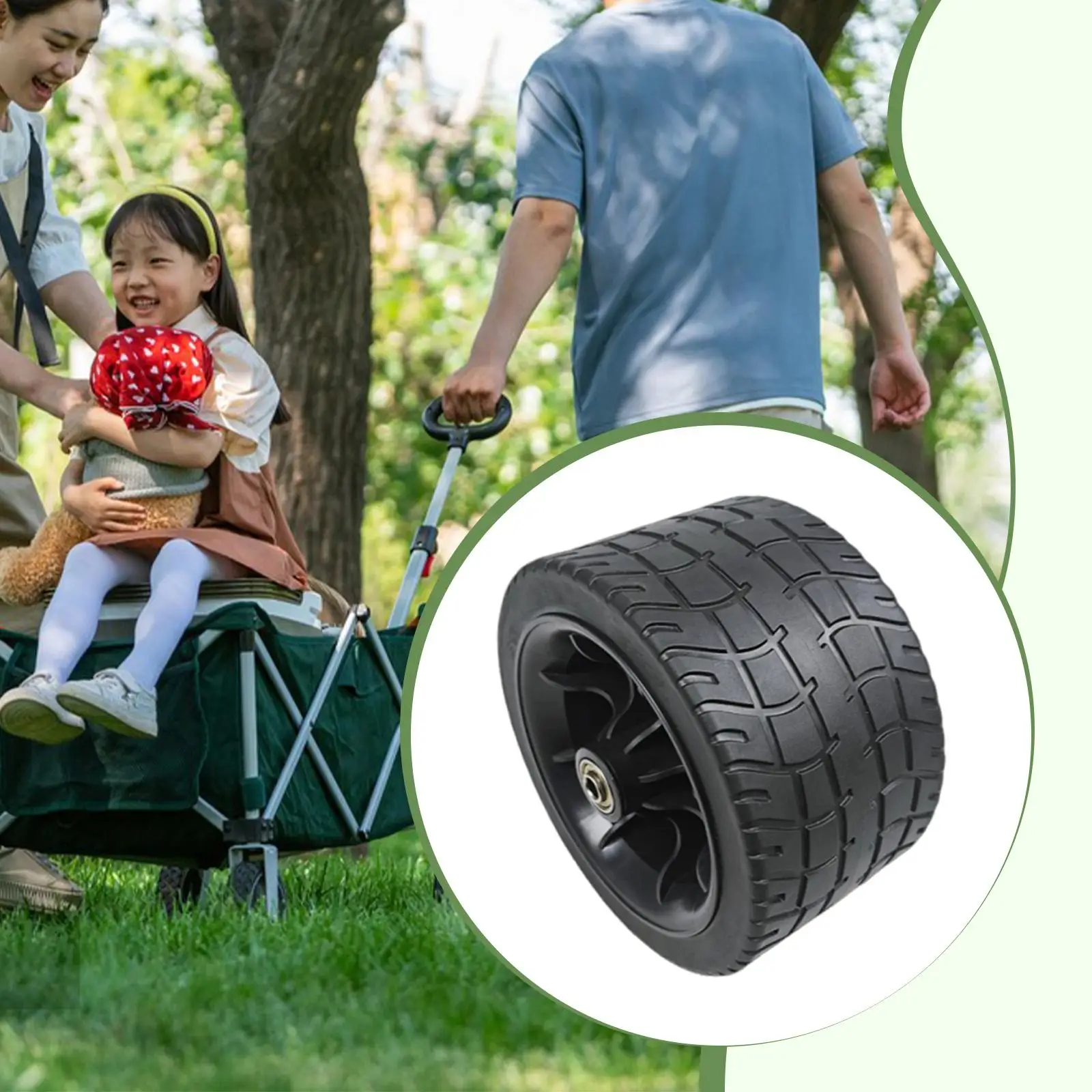Replacement Caster Wheel for Outdoor Utility Wagon 6.57inch Heavy Duty PVC for Camping Hand Trucks