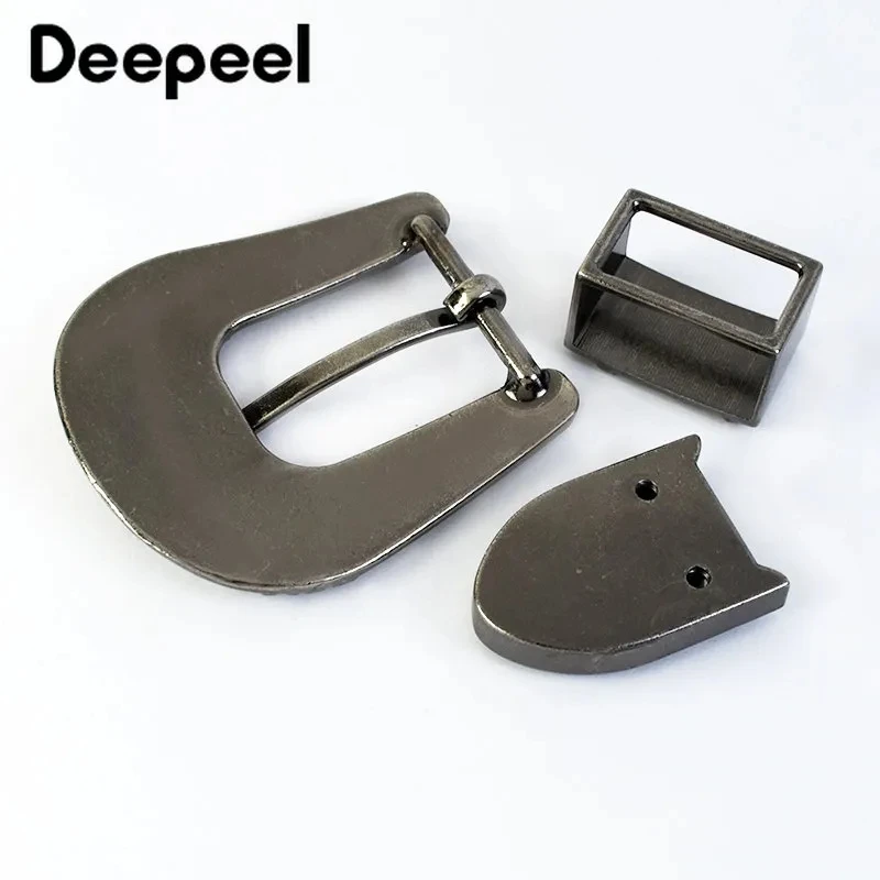 Deepeel-Ensemble de boucles de ceinture rétro sculptées unisexes, broche en métal, cuir artisanal, boucle de bande décorative, accessoires conseillers, 25mm, 1 jeu