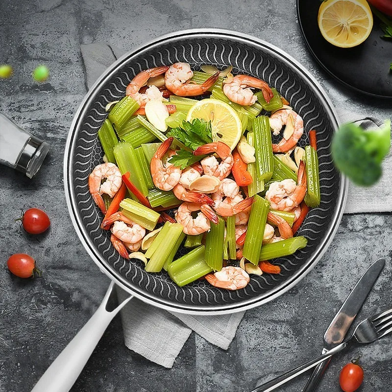 Stainless Steel Frying Pan for Induction Cooktop Gas Stove, Non Coated Skillet for Steak Eggs, Durable Cookware
