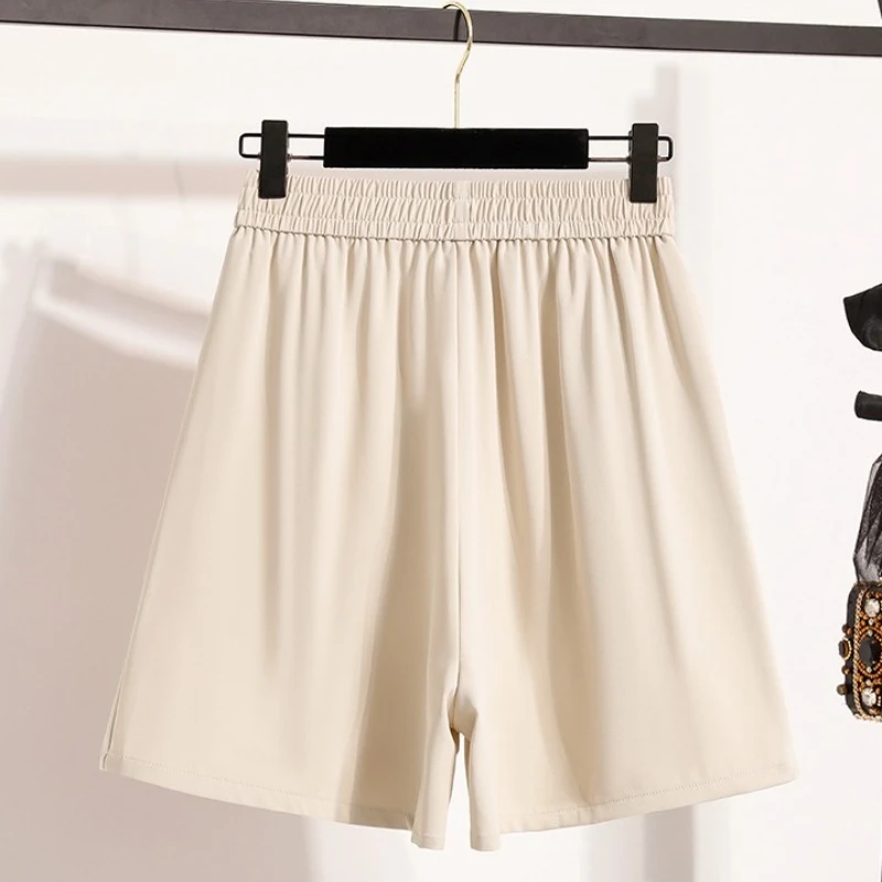 2026 simples sólido correndo esportes meia calças coreano terno shorts feminino verão solto a linha casual perna larga shorts de cintura alta