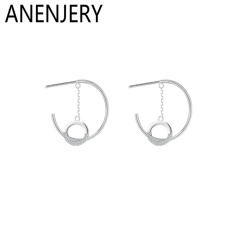 ENSHIR C-shape Circular Zircon Earrings For Women Men Niche Design Personality Fashion New Trend Jewelry Gifts Wholesale